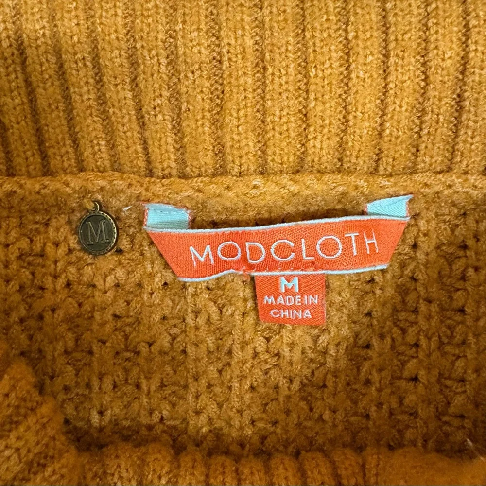 Modcloth cowlneck chunky sweater mustard yellow fall cozy versitile soft autumn - Picture 3 of 10
